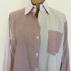 Beige Botany Los Angeles LA 100% Cotton Button Down Classic Two Tone Shirt